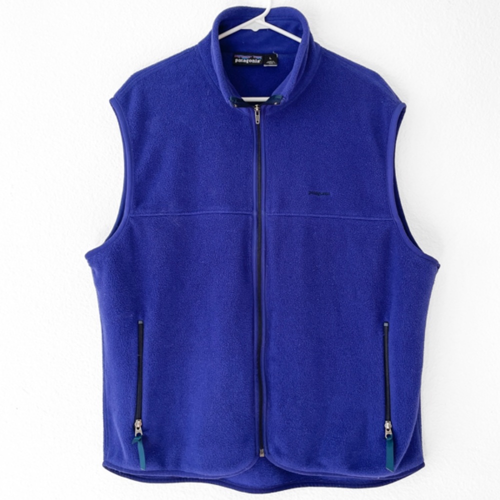 Vintage Patagonia Synchilla Vest, 1993 No Snow Tag, Made in USA, Blue, Large